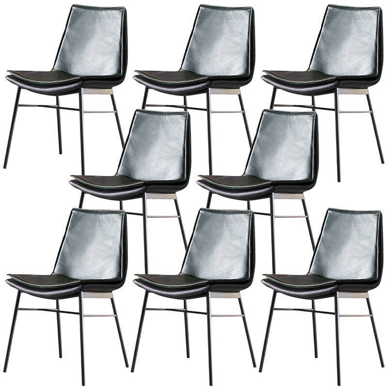 Upholstered Side Chair Modern Leather Dining Chair with Black Legs