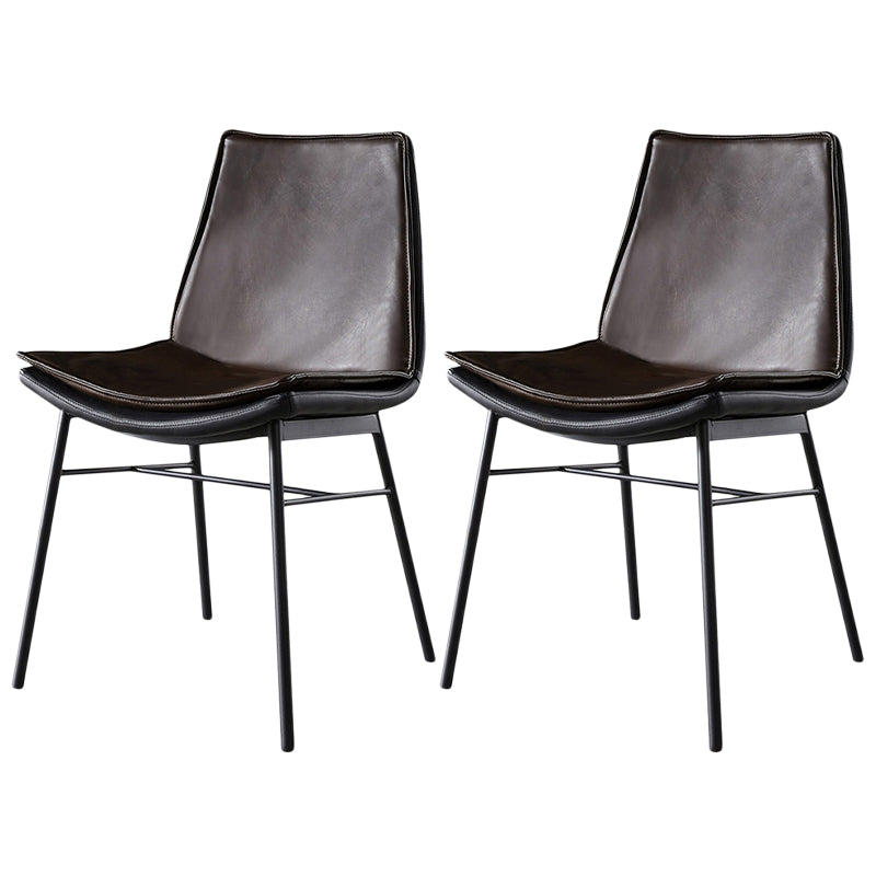 Upholstered Side Chair Modern Leather Dining Chair with Black Legs