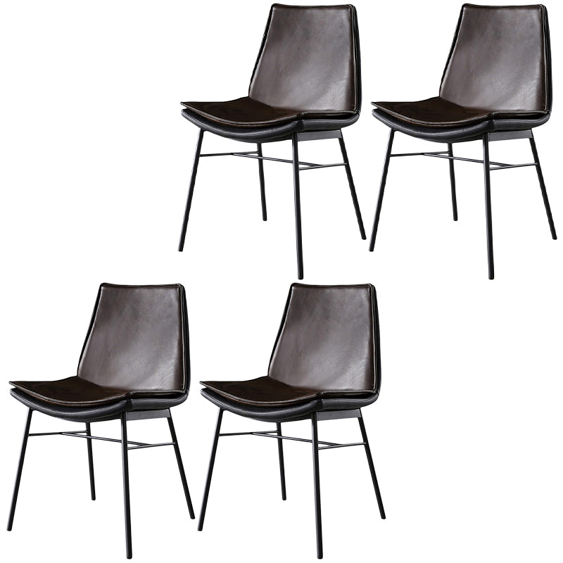 Upholstered Side Chair Modern Leather Dining Chair with Black Legs