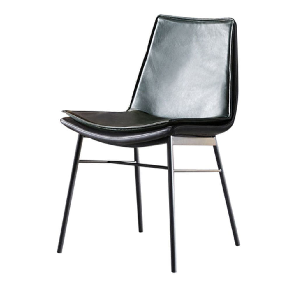 Upholstered Side Chair Modern Leather Dining Chair with Black Legs