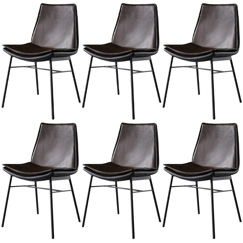 Upholstered Side Chair Modern Leather Dining Chair with Black Legs