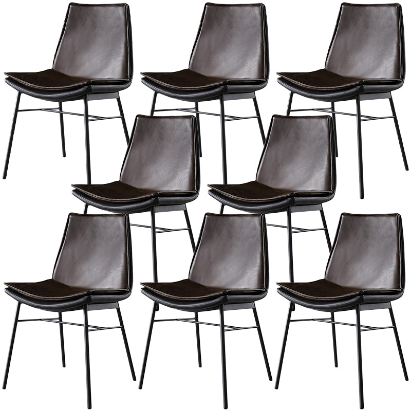 Upholstered Side Chair Modern Leather Dining Chair with Black Legs