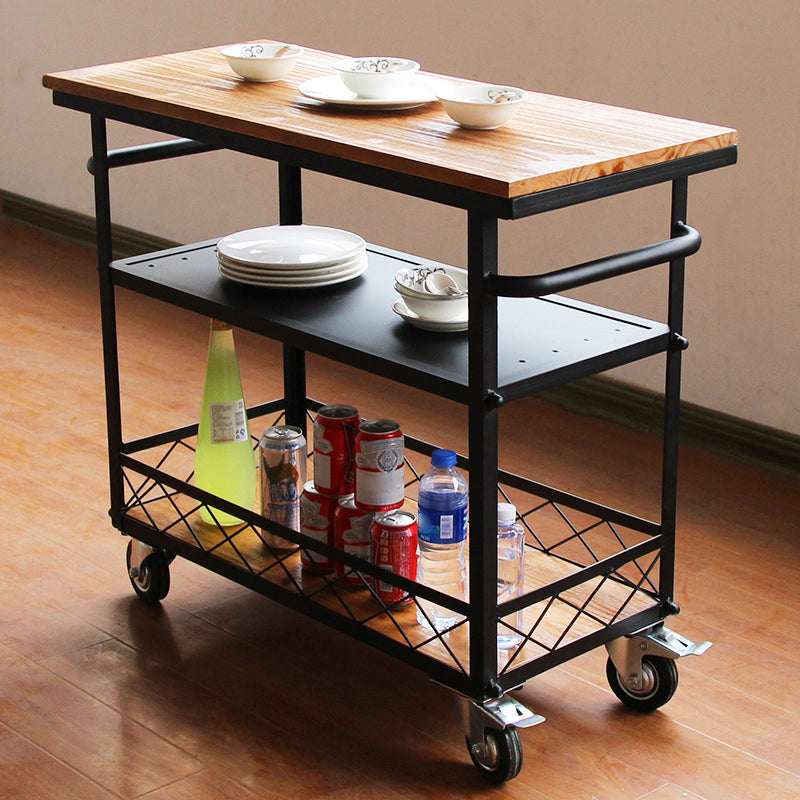 Rolling Prep Table Modern Wood Rectangular Prep Table for Dining Room