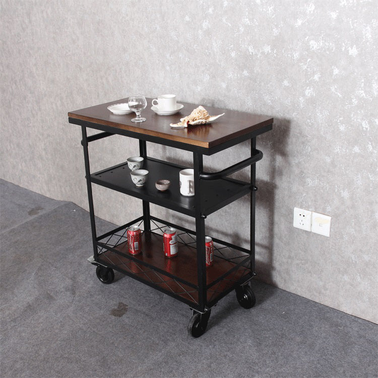 Rolling Prep Table Modern Wood Rectangular Prep Table for Dining Room