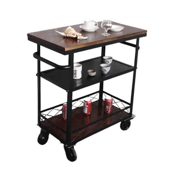 Rolling Prep Table Modern Wood Rectangular Prep Table for Dining Room