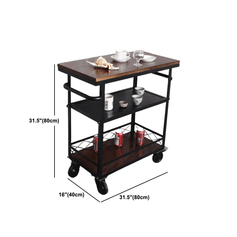 Rolling Prep Table Modern Wood Rectangular Prep Table for Dining Room