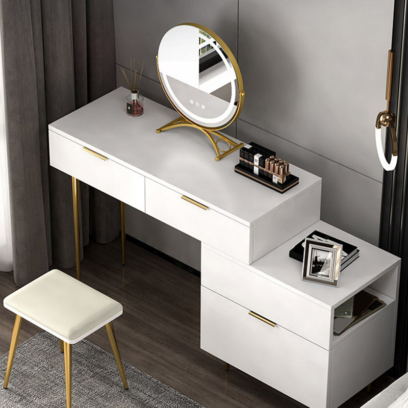 3 Drawers MDF Board Makeup Dressing Table with Gold Legs, 30.7" Tall