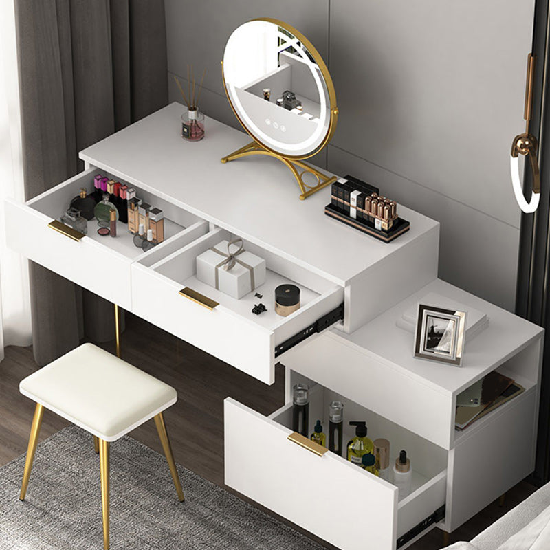 3 Drawers MDF Board Makeup Dressing Table with Gold Legs, 30.7" Tall