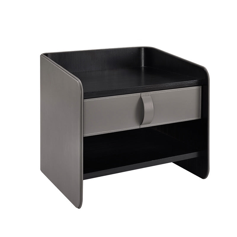 Faux Leather Nightstand Modern 1 - Drawer Accent Table Nightstand