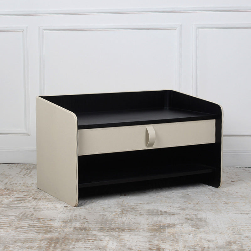 Faux Leather Nightstand Modern 1 - Drawer Accent Table Nightstand