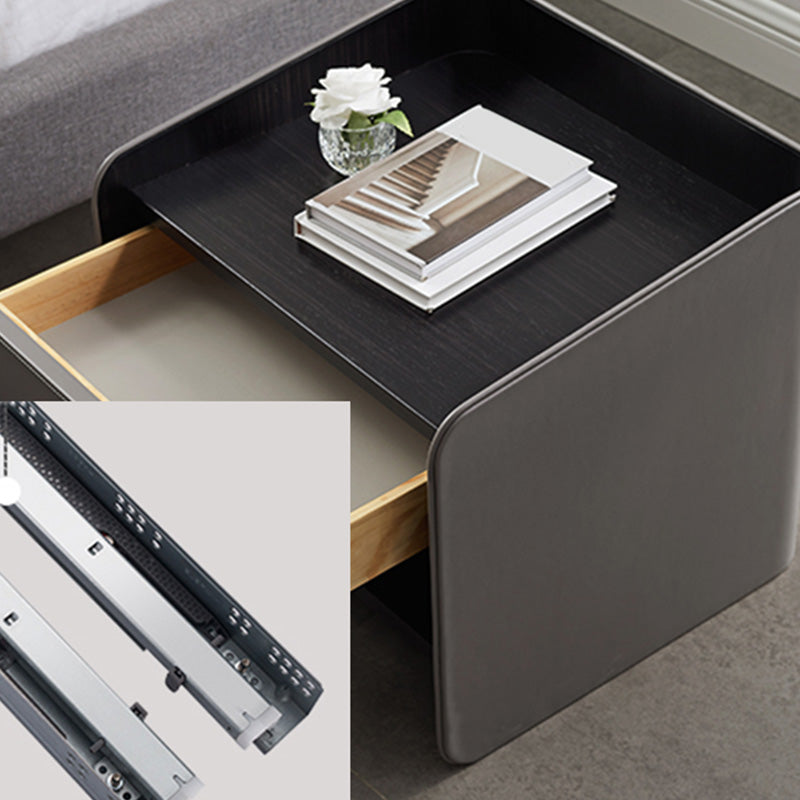 Faux Leather Nightstand Modern 1 - Drawer Accent Table Nightstand