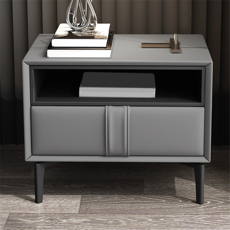 Contemporary Faux Leather Nightstand 18.5" Tall 1 - Drawer Nightstand