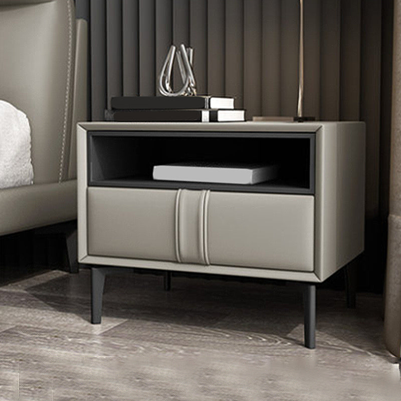 Contemporary Faux Leather Nightstand 18.5" Tall 1 - Drawer Nightstand