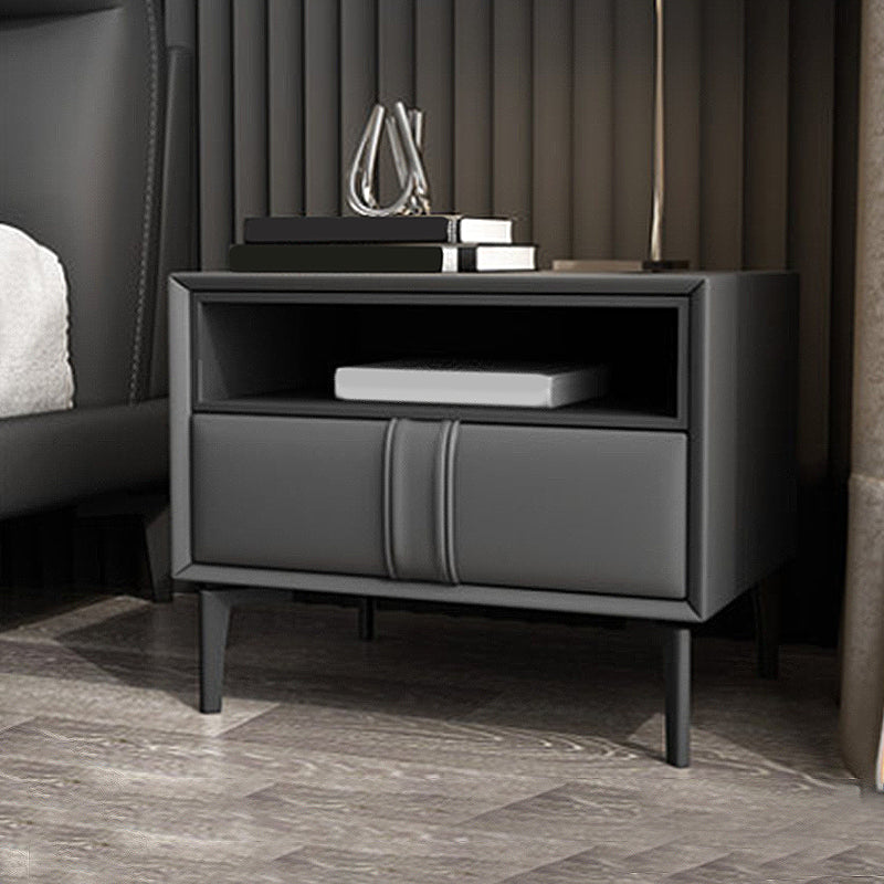 Contemporary Faux Leather Nightstand 18.5" Tall 1 - Drawer Nightstand