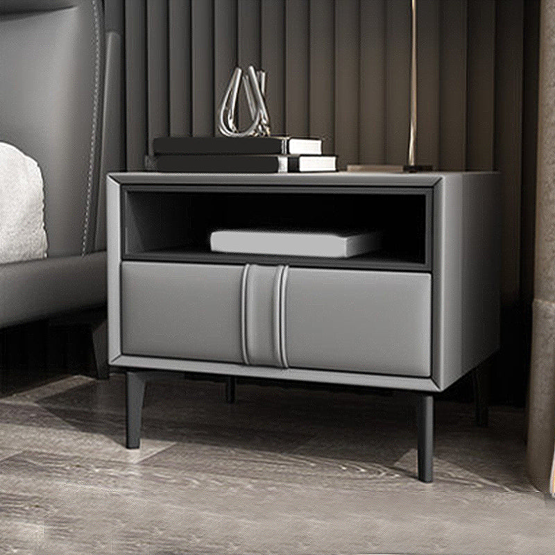 Contemporary Faux Leather Nightstand 18.5" Tall 1 - Drawer Nightstand