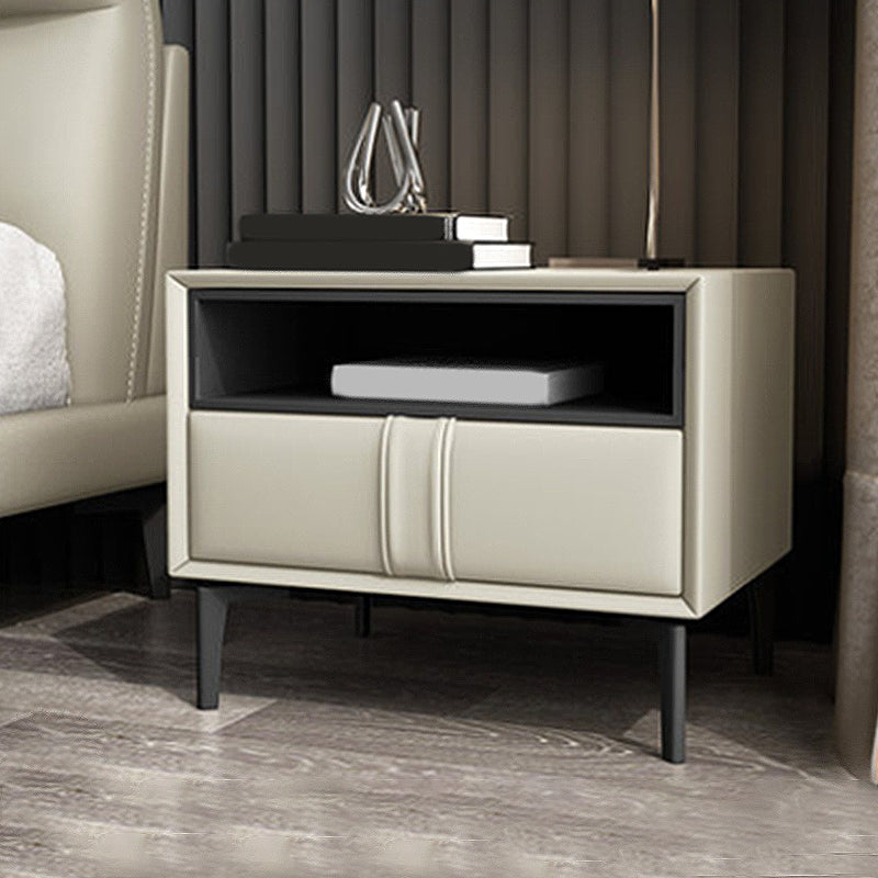 Contemporary Faux Leather Nightstand 18.5" Tall 1 - Drawer Nightstand