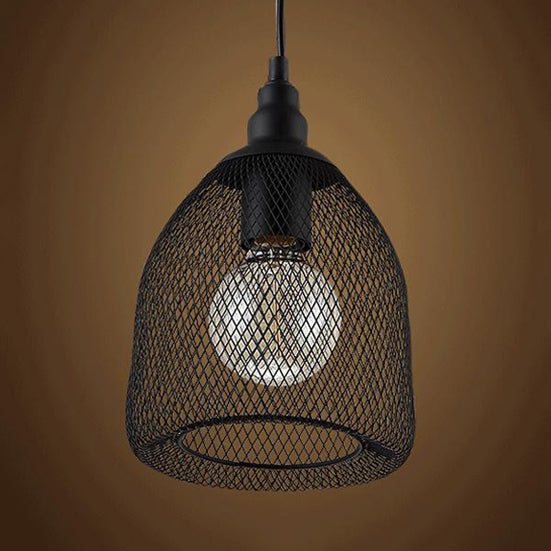 Bell Metal Pendant Light Industrial One Bulb Dining Room Hanging Ceiling Light in Black/White/Copper