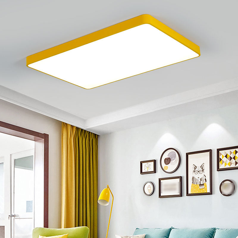 Nordic Style Rectangle Ceiling Light Metal LED Flush Mount Light for Living Room