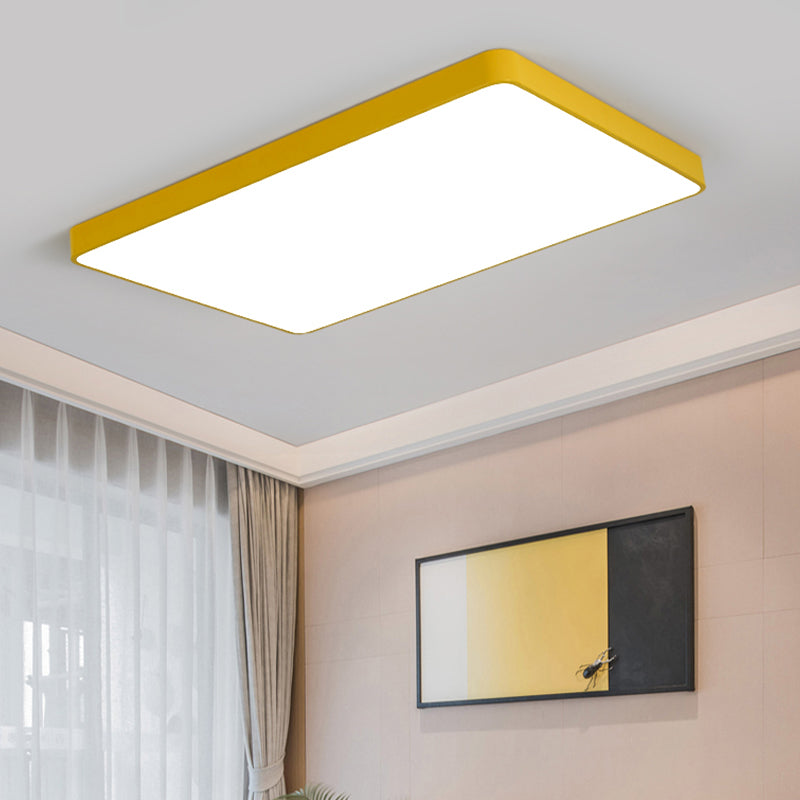 Nordic Style Rectangle Ceiling Light Metal LED Flush Mount Light for Living Room