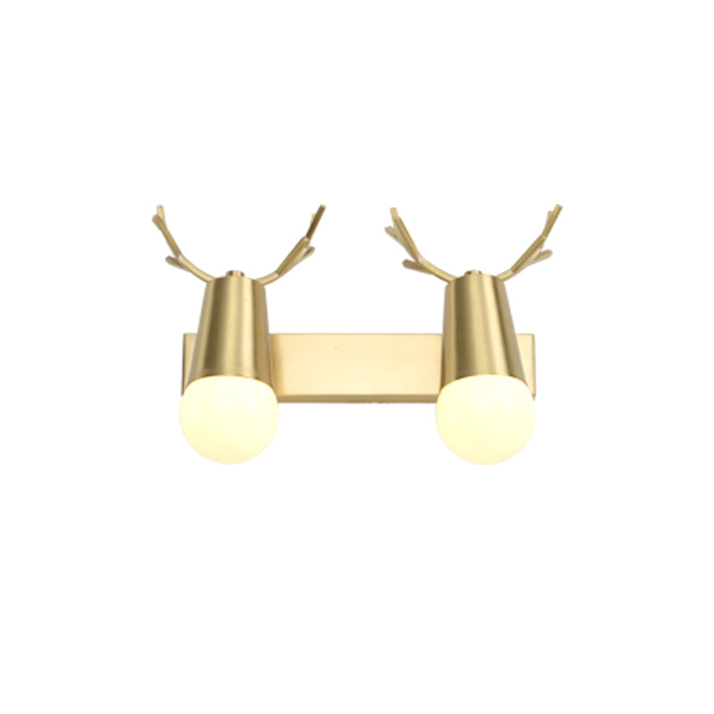 Nordic Style Copper Vanity Light Antlers Shape Vanity Lamp for Shower Room