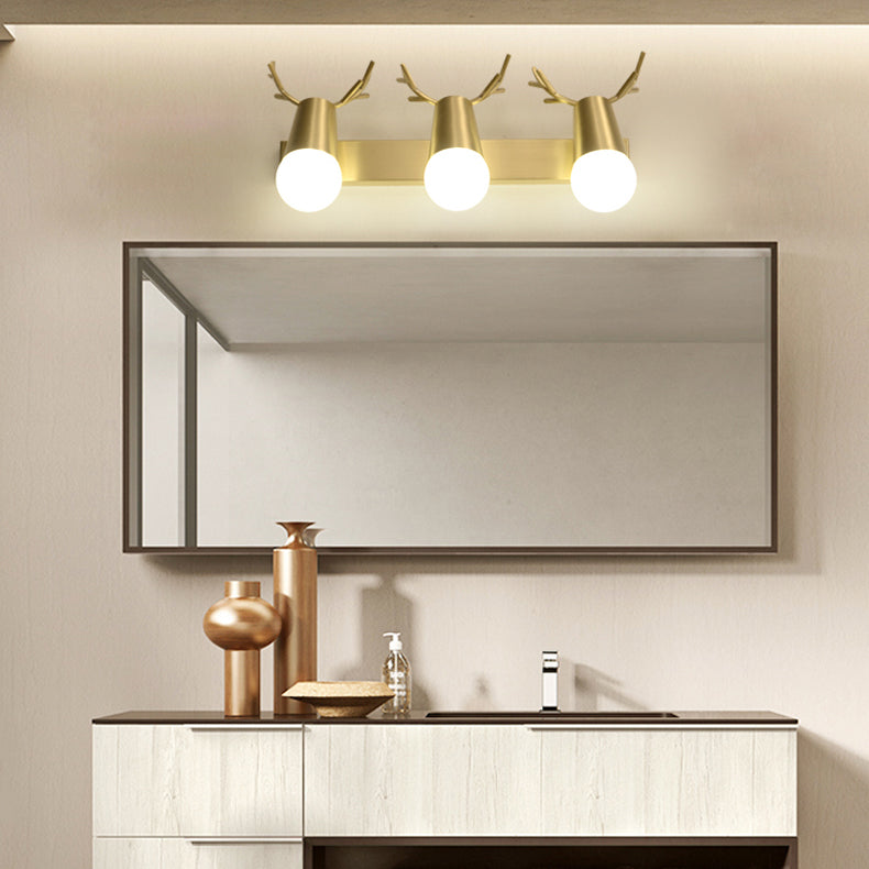 Nordic Style Copper Vanity Light Antlers Shape Vanity Lamp for Shower Room