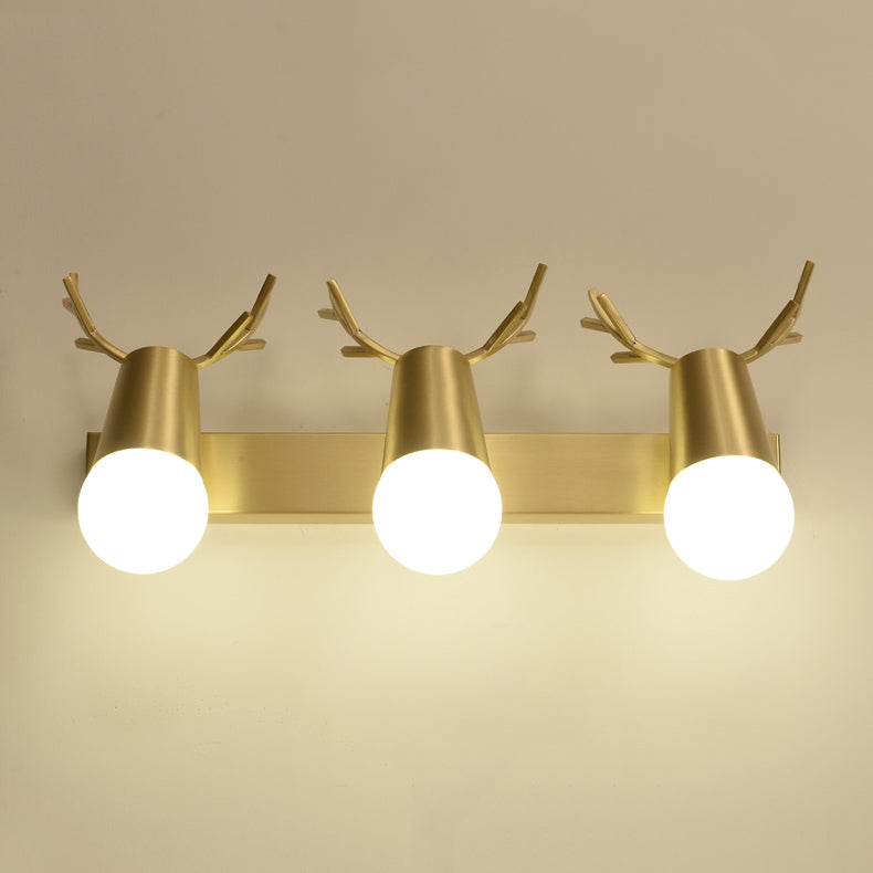 Nordic Style Copper Vanity Light Antlers Shape Vanity Lamp for Shower Room