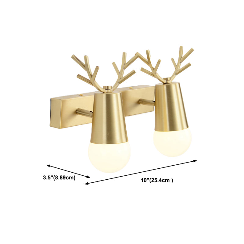 Nordic Style Copper Vanity Light Antlers Shape Vanity Lamp for Shower Room