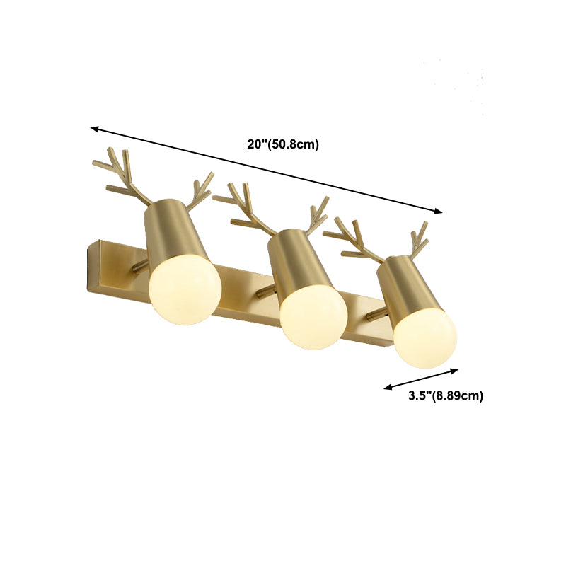 Nordic Style Copper Vanity Light Antlers Shape Vanity Lamp for Shower Room