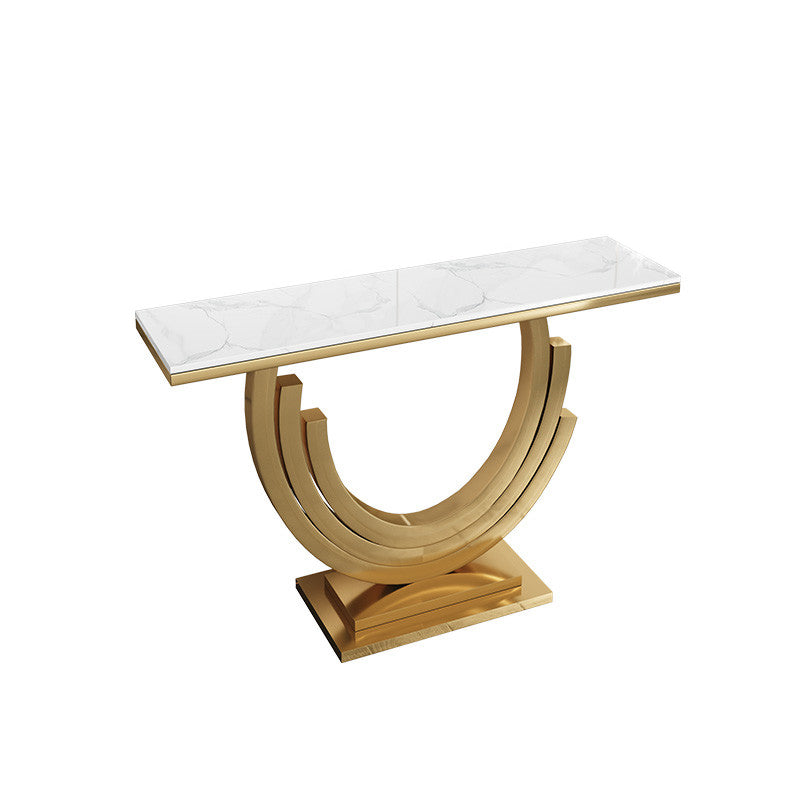 Glam Style Accent Table Half Moon/Rectangle Console Table for Hall