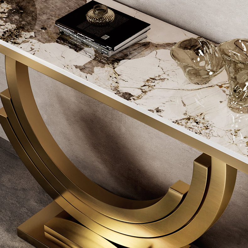 Glam Style Accent Table Half Moon/Rectangle Console Table for Hall