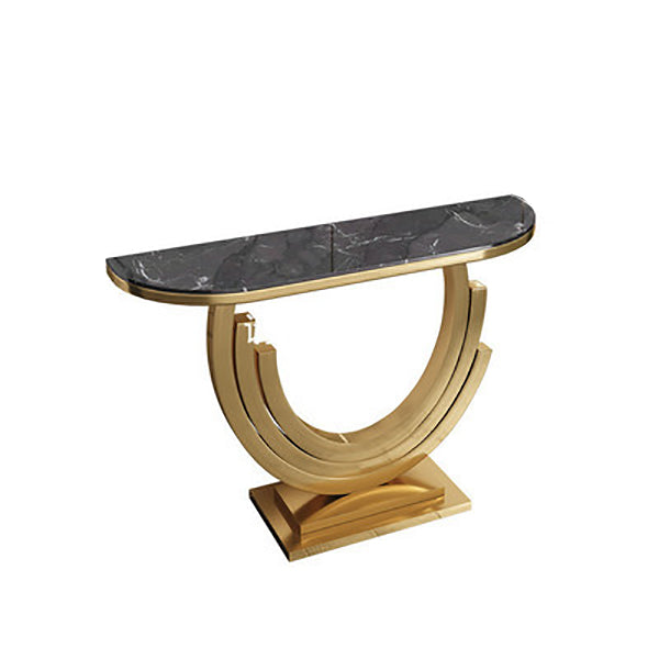 Glam Style Accent Table Half Moon/Rectangle Console Table for Hall