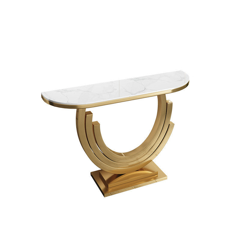 Glam Style Accent Table Half Moon/Rectangle Console Table for Hall