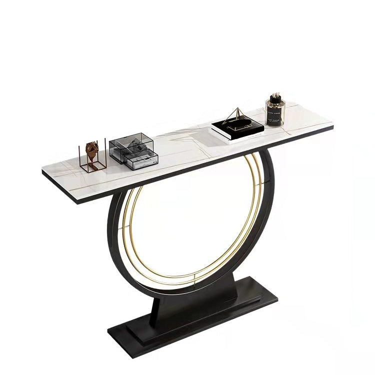 Glam Scratch Resistant Stain Resistant Half Moon Slate Console Table