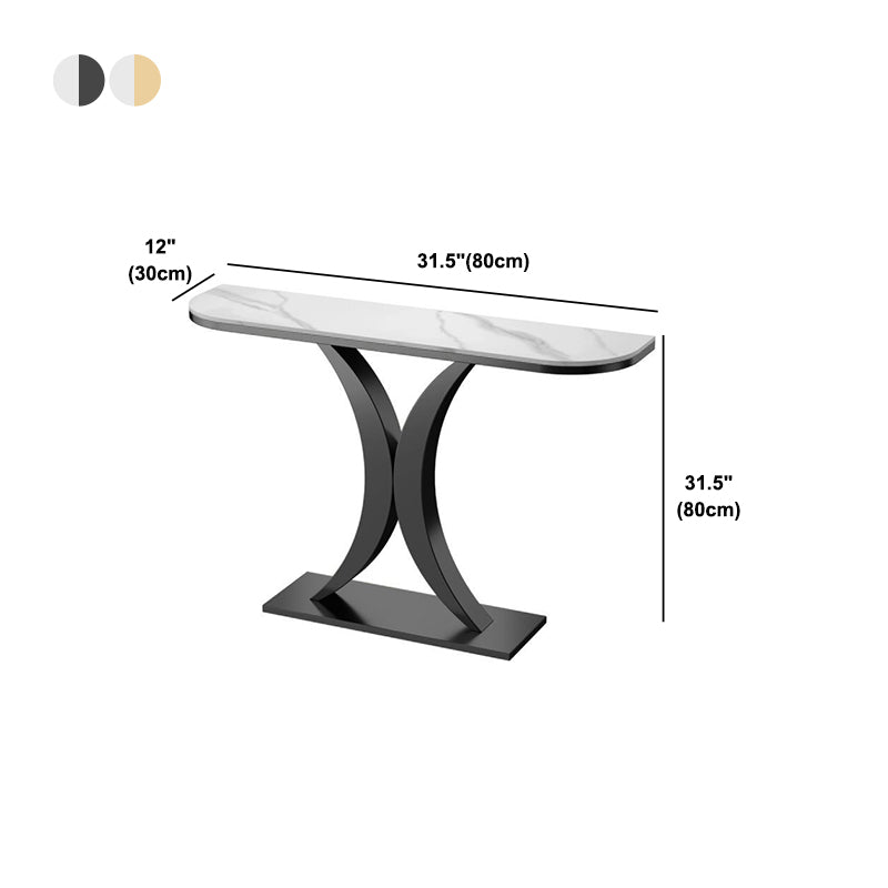 Stain Resistant Table Stone Glam Table 11.81" W x 31.49" H Half Moon Table