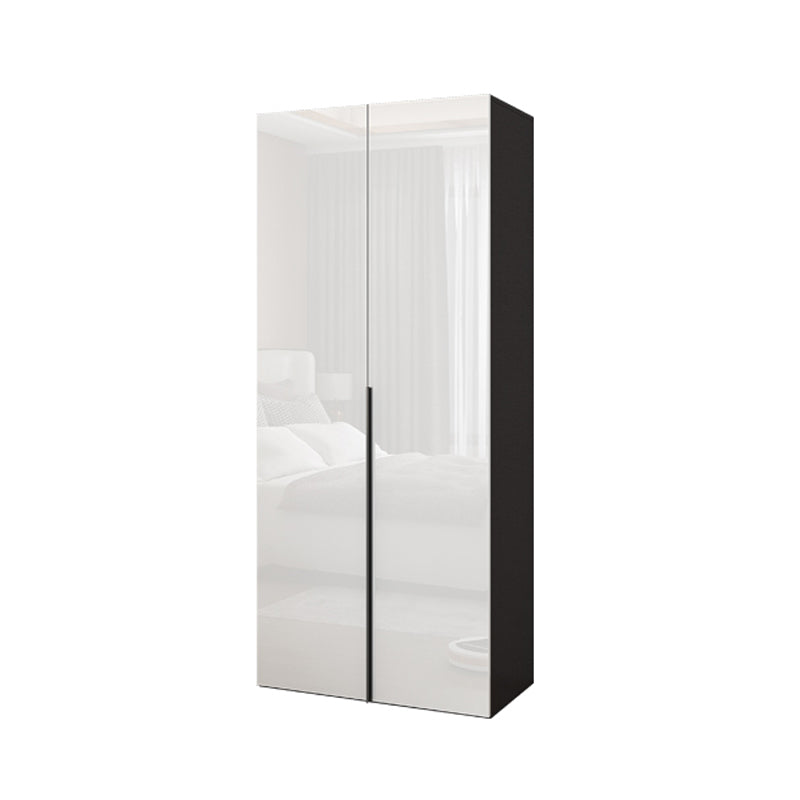 Engineered Wood Modern Wardrobe Armoire White Mirrored Finish Armoire