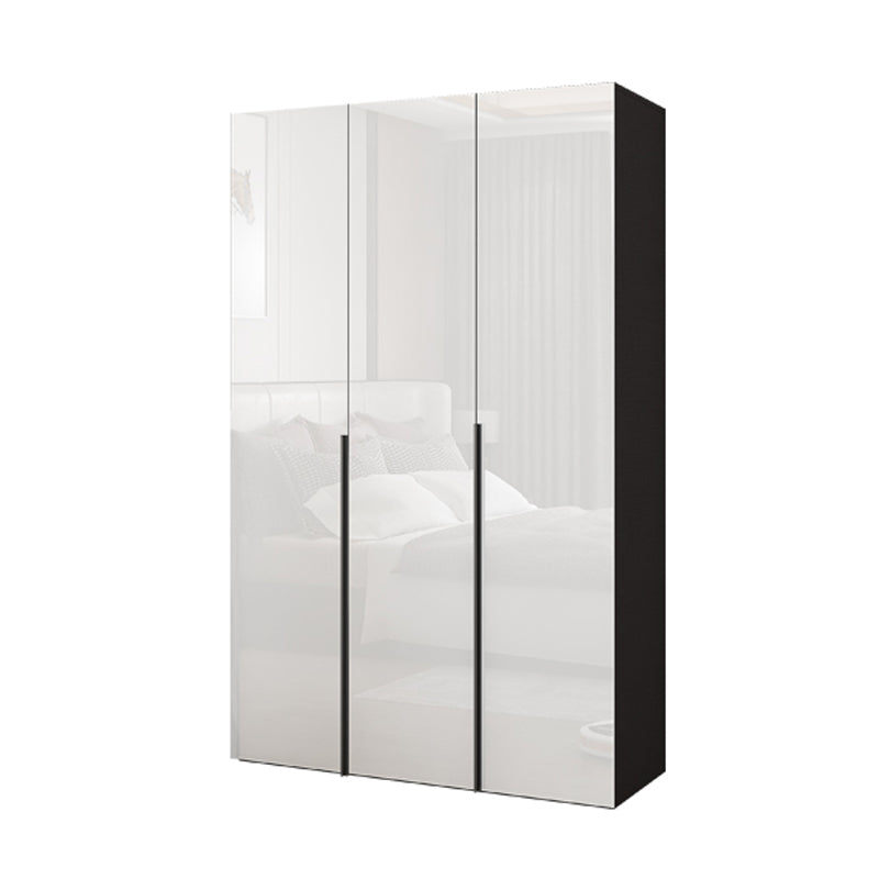 Engineered Wood Modern Wardrobe Armoire White Mirrored Finish Armoire