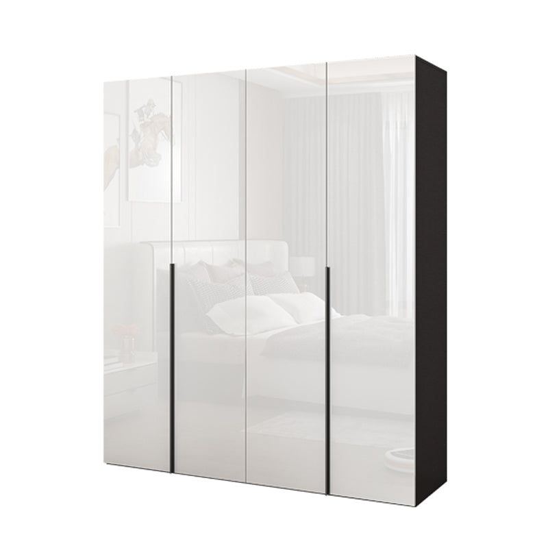 Engineered Wood Modern Wardrobe Armoire White Mirrored Finish Armoire