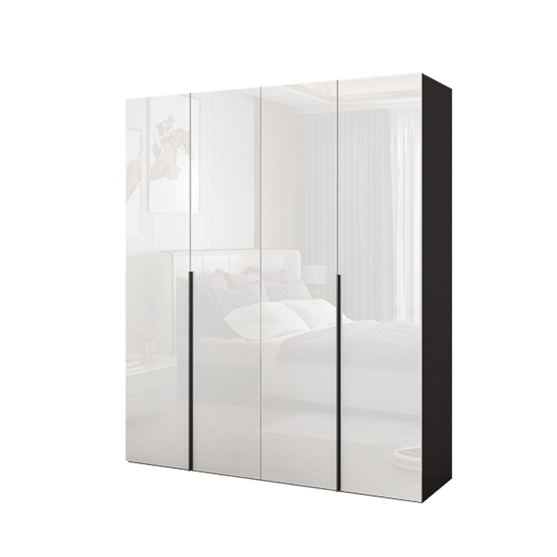 Engineered Wood Modern Wardrobe Armoire White Mirrored Finish Armoire