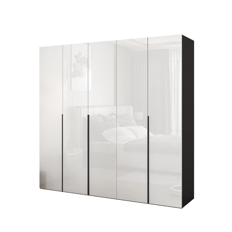 Engineered Wood Modern Wardrobe Armoire White Mirrored Finish Armoire