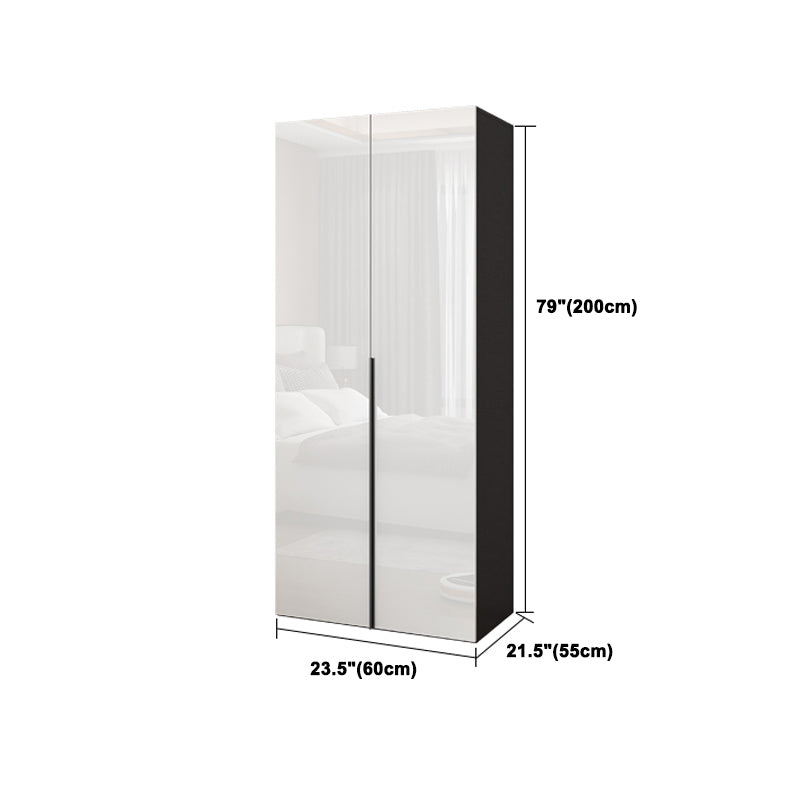 Engineered Wood Modern Wardrobe Armoire White Mirrored Finish Armoire