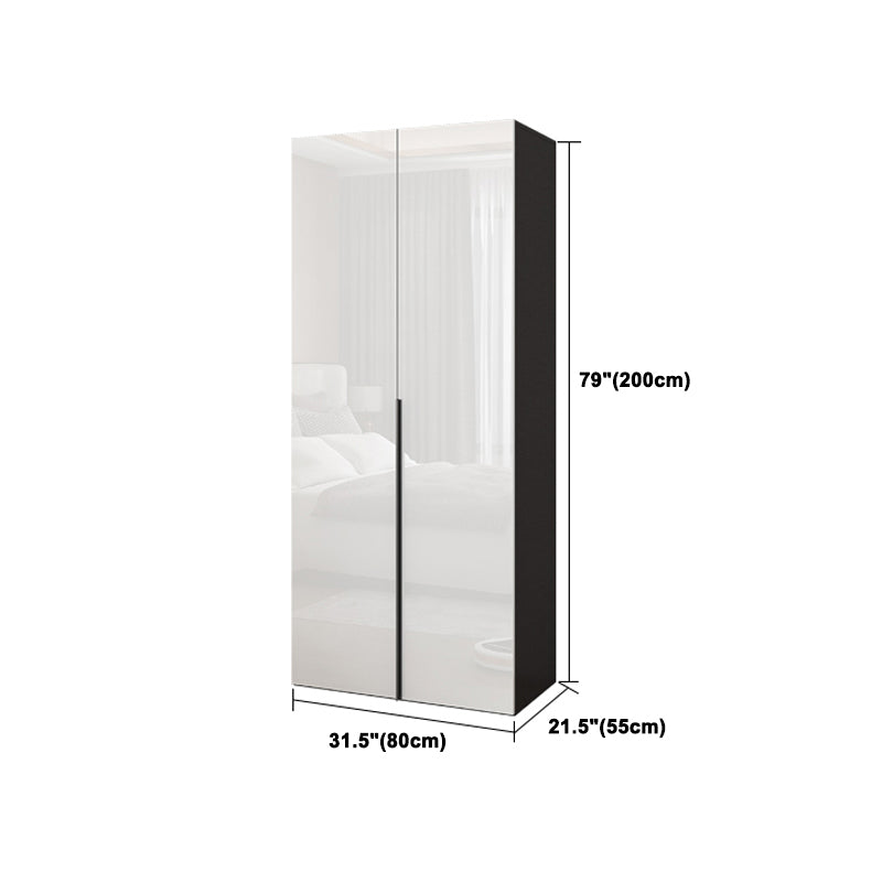 Engineered Wood Modern Wardrobe Armoire White Mirrored Finish Armoire