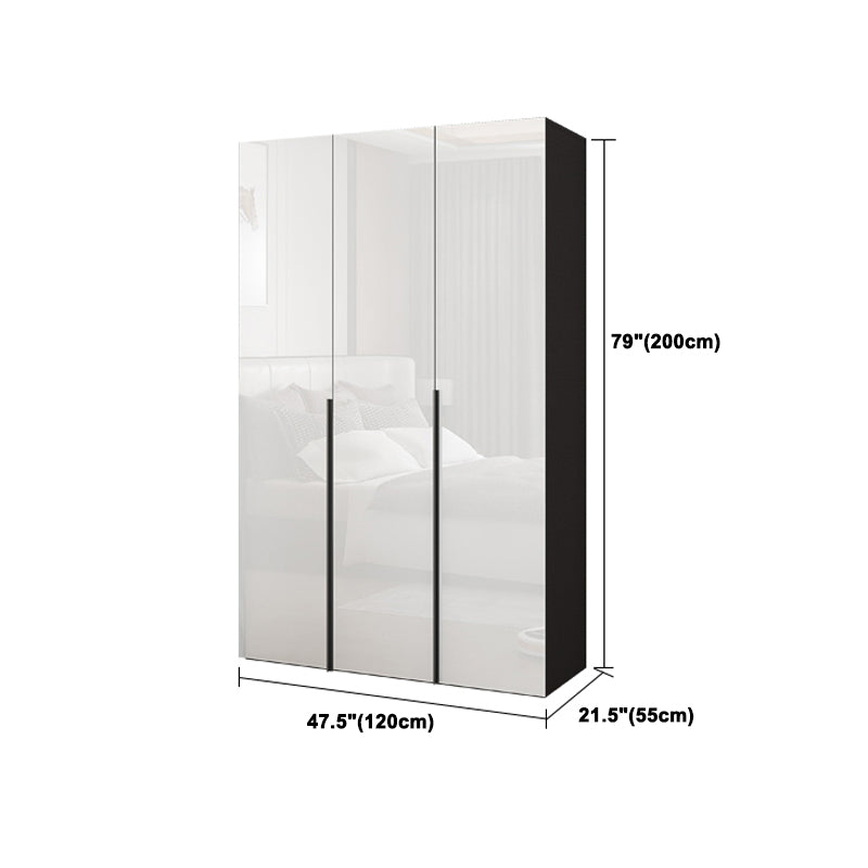 Engineered Wood Modern Wardrobe Armoire White Mirrored Finish Armoire