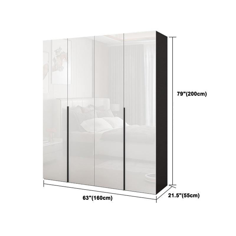 Engineered Wood Modern Wardrobe Armoire White Mirrored Finish Armoire