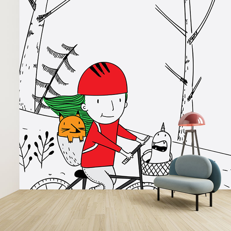 Environmental Illustration Mural Wallpaper Cartoon Characters Indoor Wall Mural