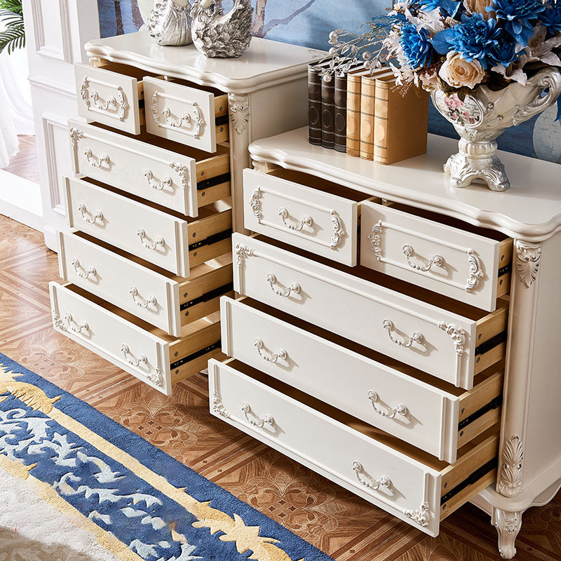 Classic Glam Wood Dresser White Storage Chest with Drawer for Bedroom