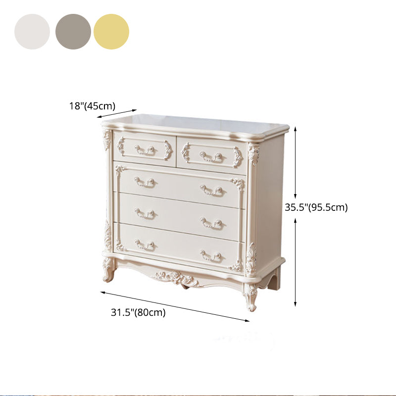 Classic Glam Wood Dresser White Storage Chest with Drawer for Bedroom