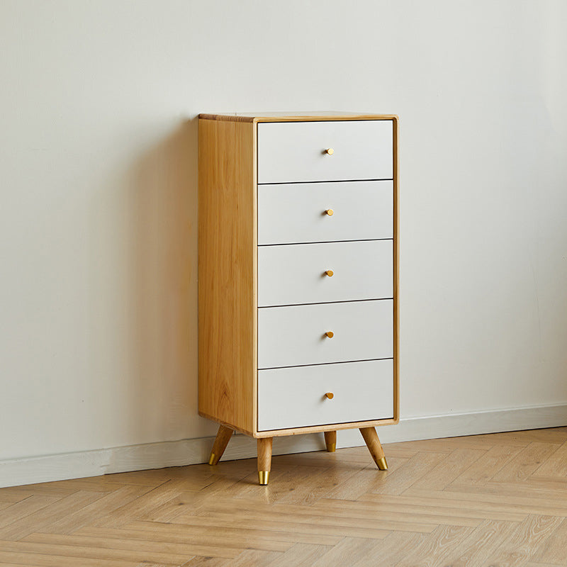 Contemporary Pine Wood Dresser Bedroom Vertical Lingerie Chest Dresser with Drawer