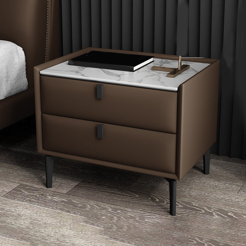 Contemporary Solid Wood Nightstand 18.5" Tall 2 - Drawer Nightstand