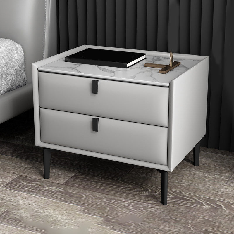 Contemporary Solid Wood Nightstand 18.5" Tall 2 - Drawer Nightstand