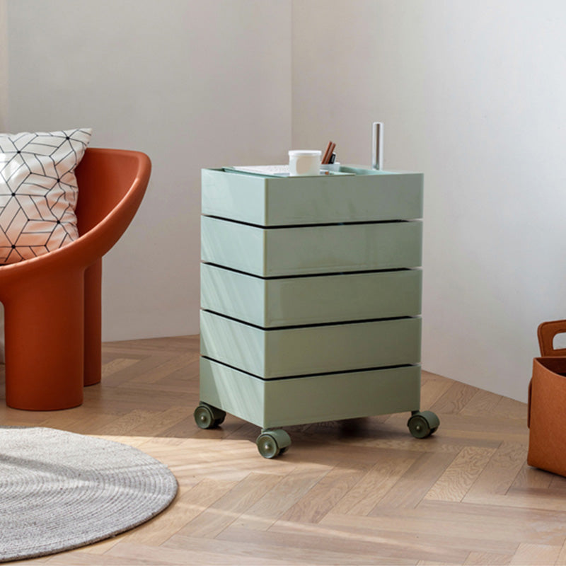 Modern Colored 5 - Drawer Plastic Nightstand Or End Table with Casters